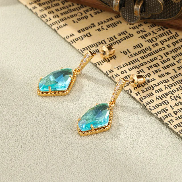 Pre Order:  Irregular Crystal Glass Dangle Drop Earrings