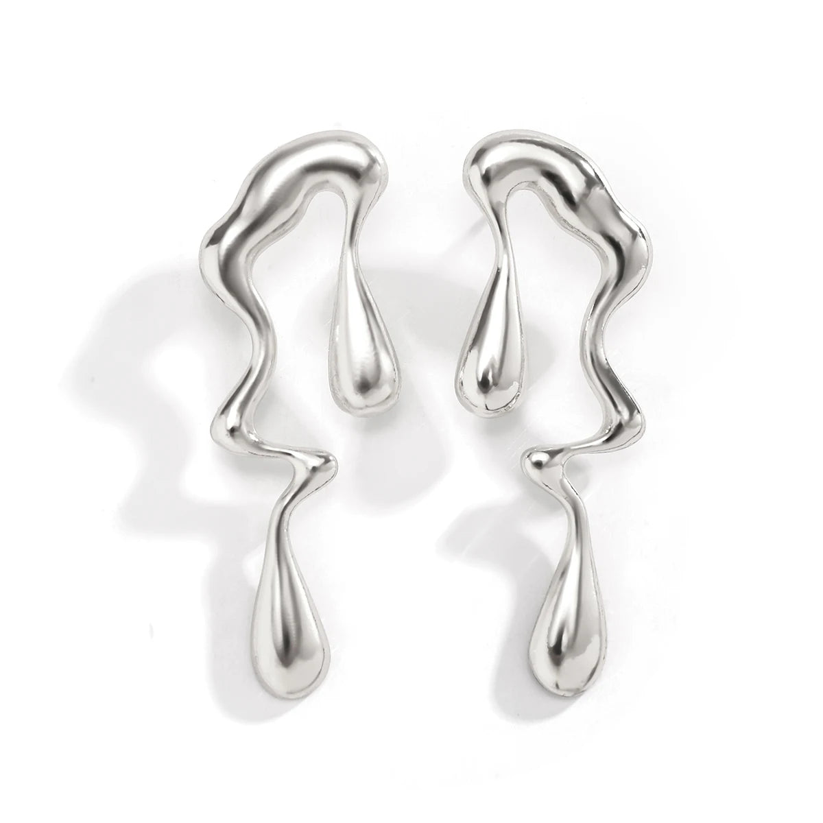 Pre Order:  Warped Elongated Metal Stud Earrings