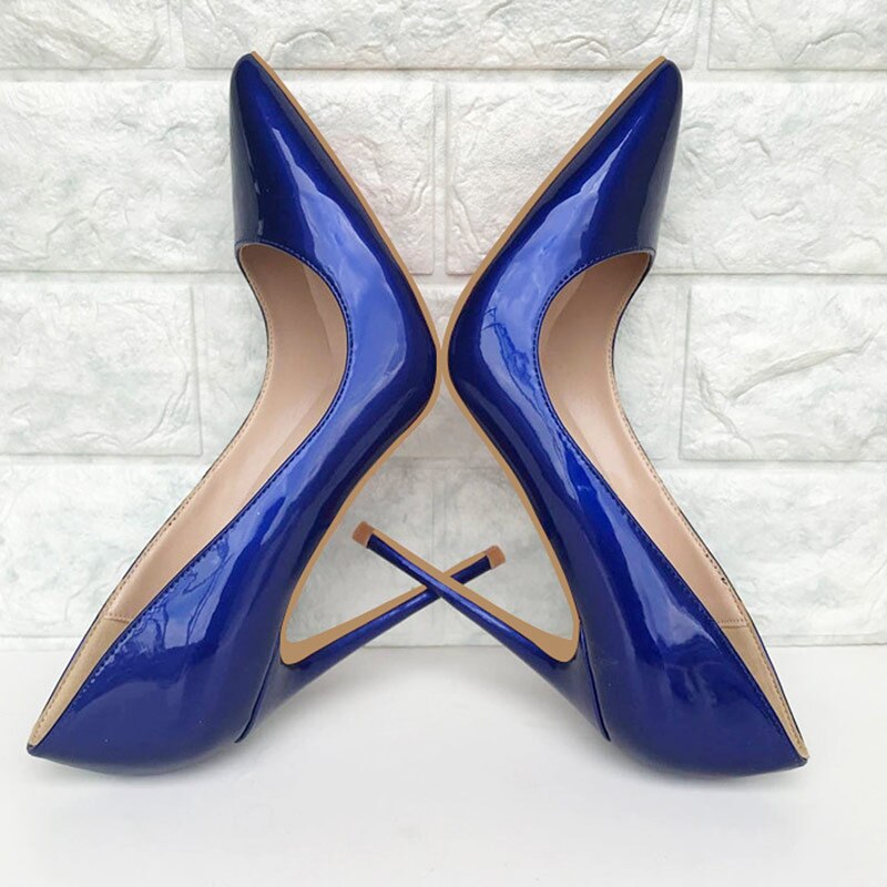 Pre Order:  Blue Patent Pointed-Toe Slip-On Shoes