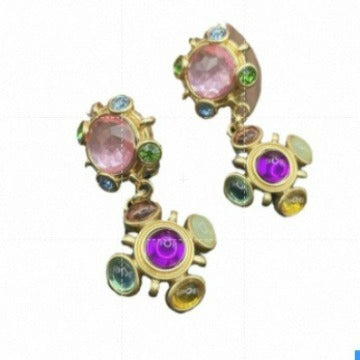 Pre Order:  Antique Colorful Rhinestones Drop Earrings