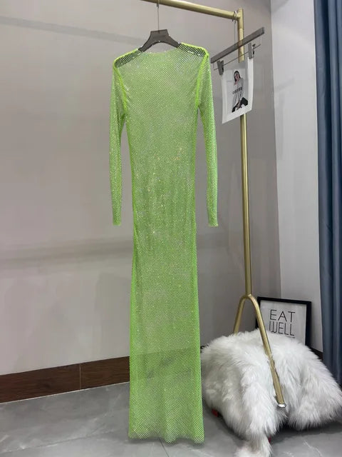 Crystal Rain See-Through Maxi Dress