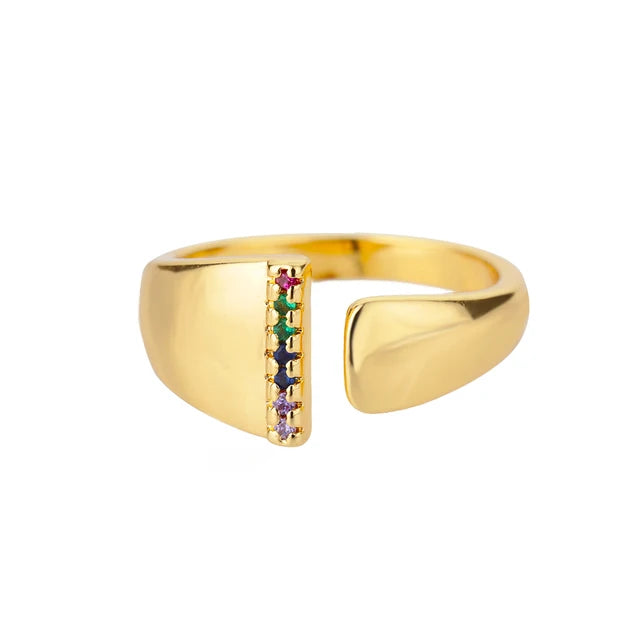 Pre Order:  Multicolor Zircon Alphabet Plated Rings