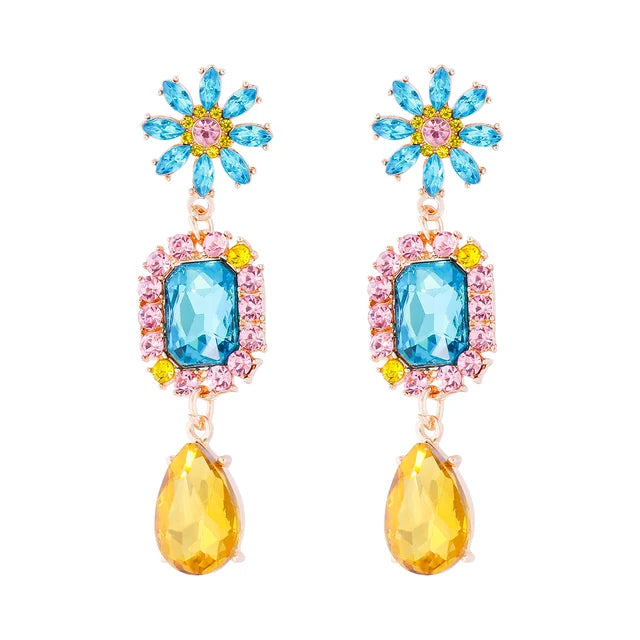 Pre Order:  Crystal Flower Water Drop Earrings