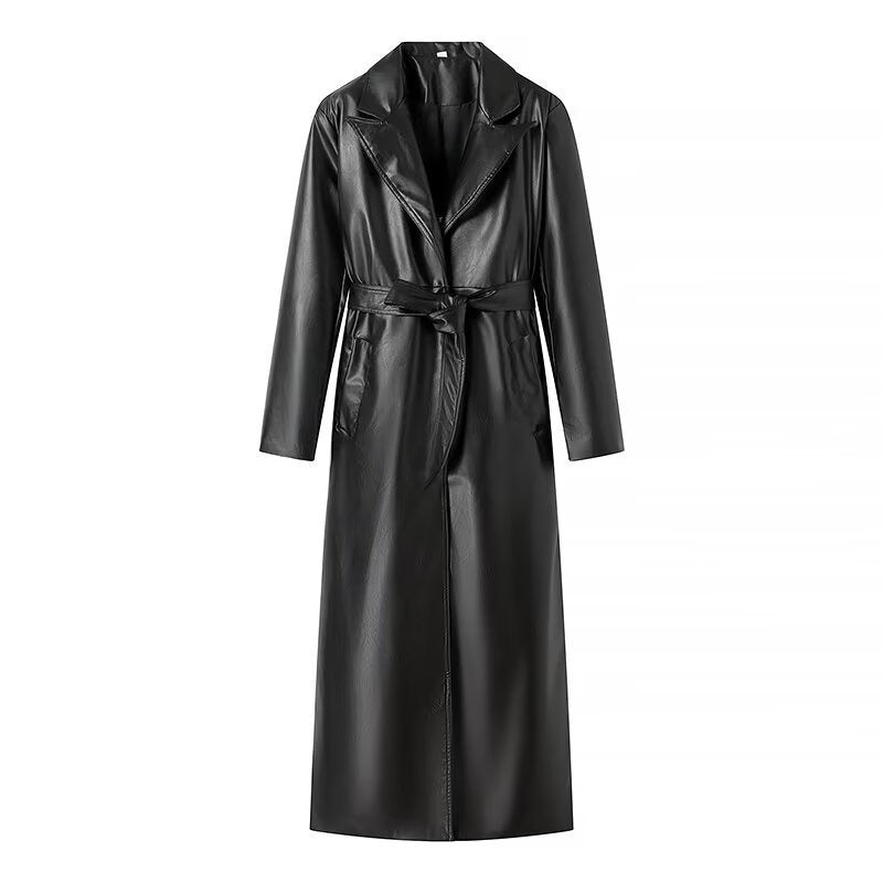 Pre Order:  Black PU Leather Coat