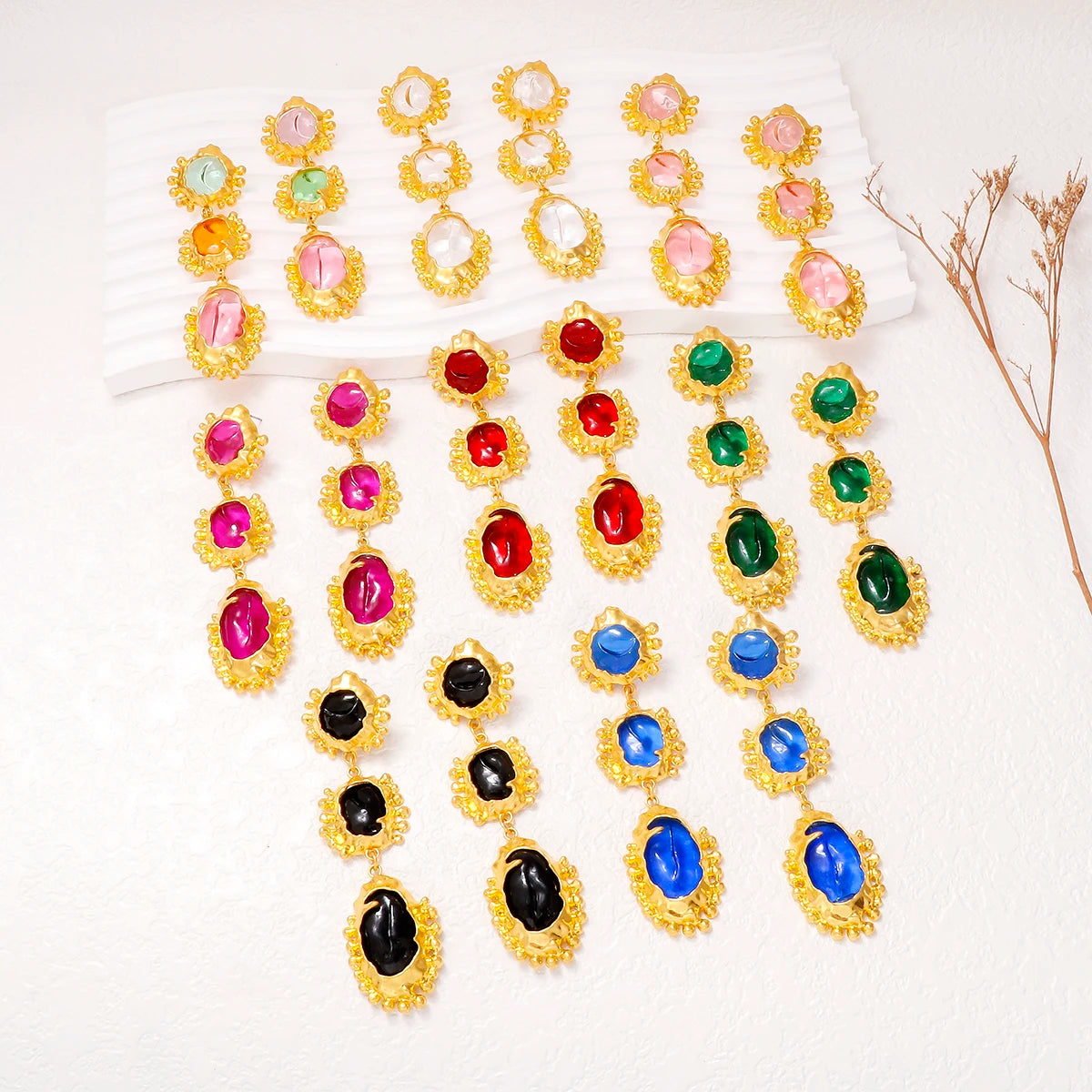 Pre Order:  Bohemian Geometric Resin Dangle Earrings