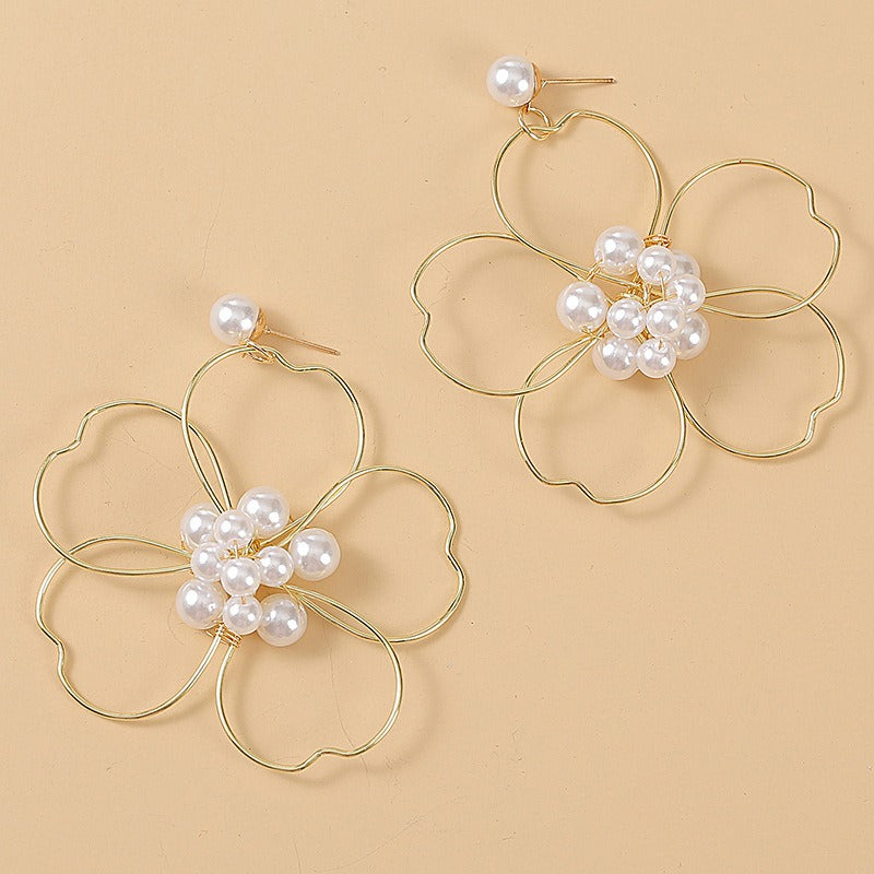 Pre Order: Pearl Woven Large Flower Earrings