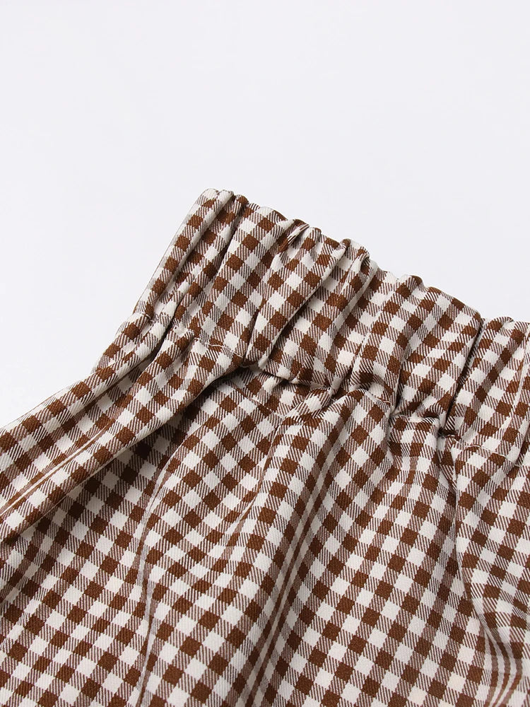 Pre Order:  Brown Plaid Checkered Loose Set