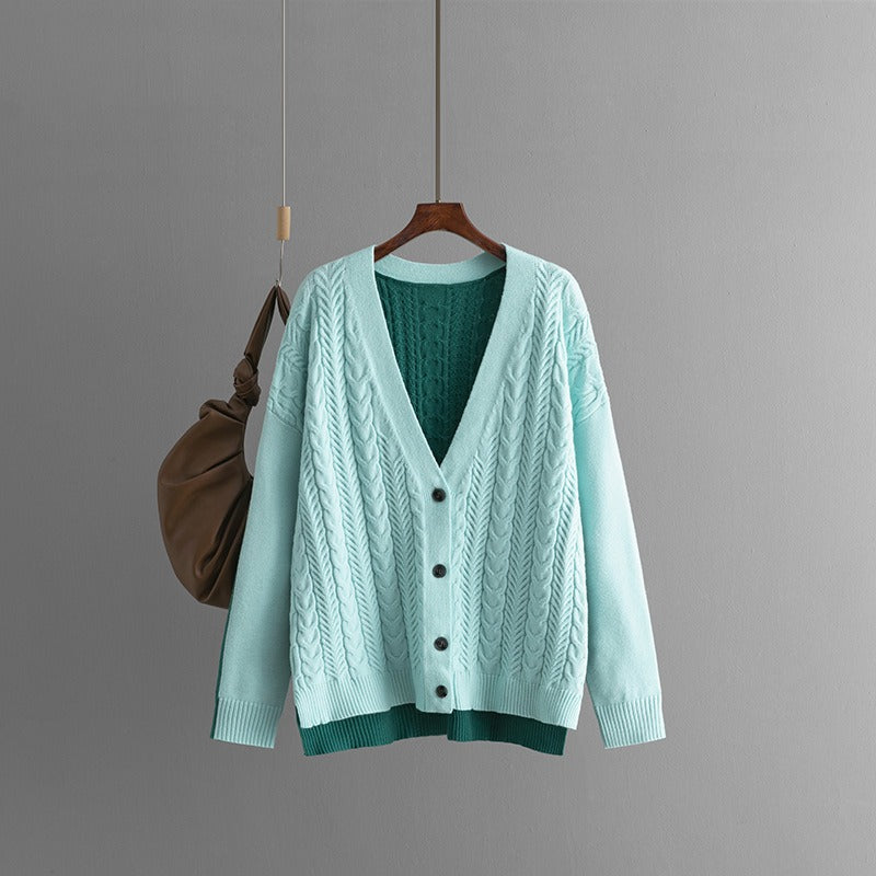 Pre Order:  Fried Dough Twists V-Neck Knitted Cardigan