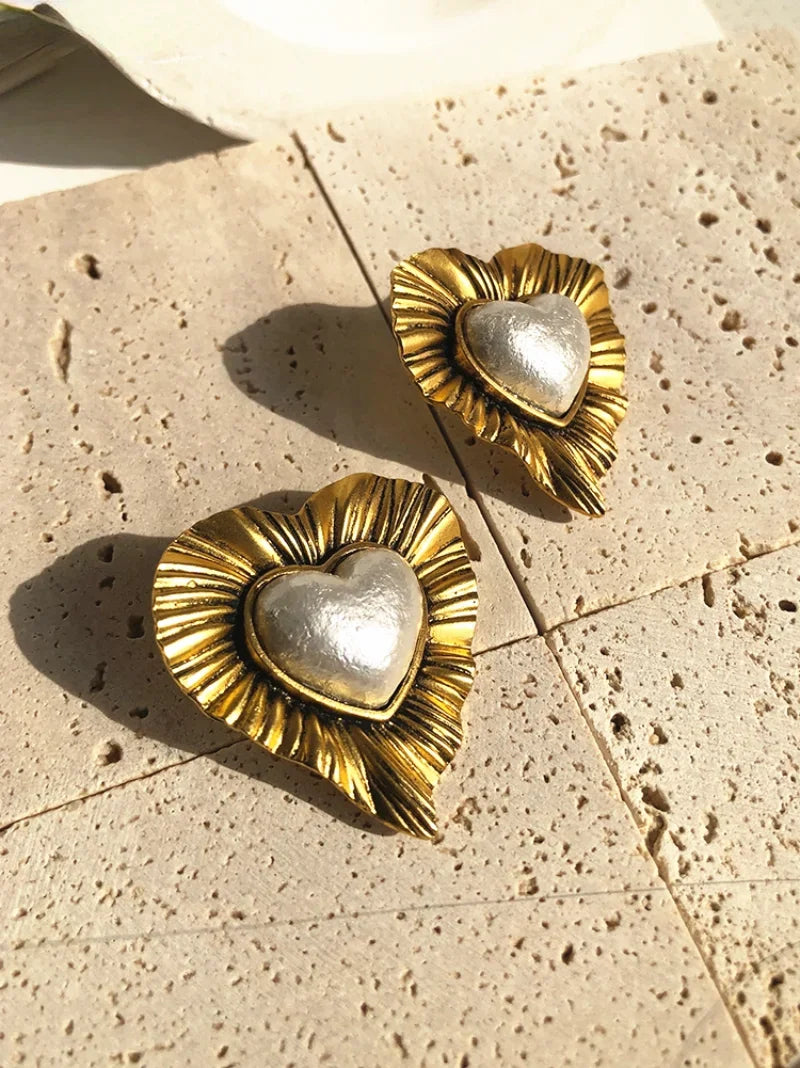 Pre Order:  Retro Exaggerated Heart-Shaped Earrings