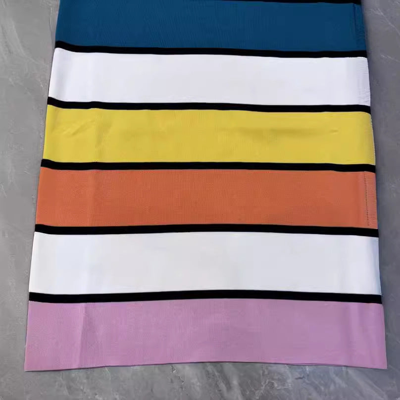 Pre Order:  Striped Multicolor Knitted Midi Dress