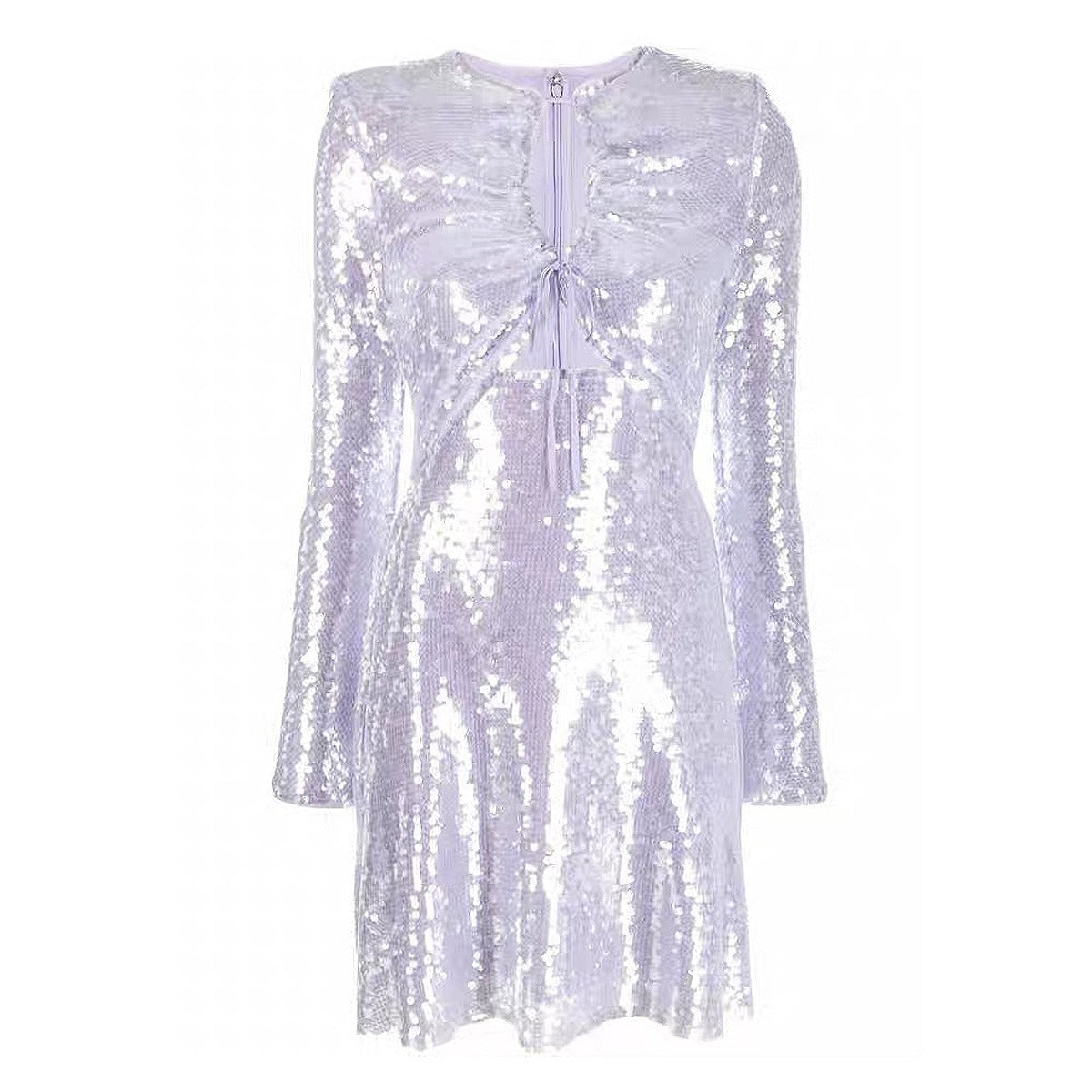 Pre Order:  Sparkling Hollow Chest Long Sleeved Dress