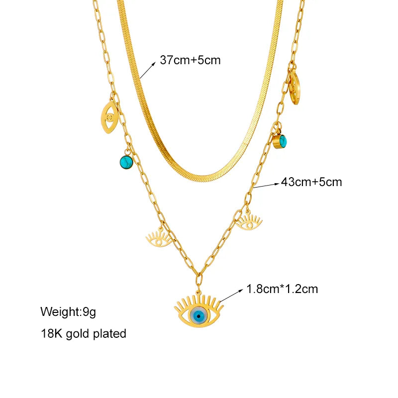 Pre Order:  Blue Eyed Charms Multilayer Necklace