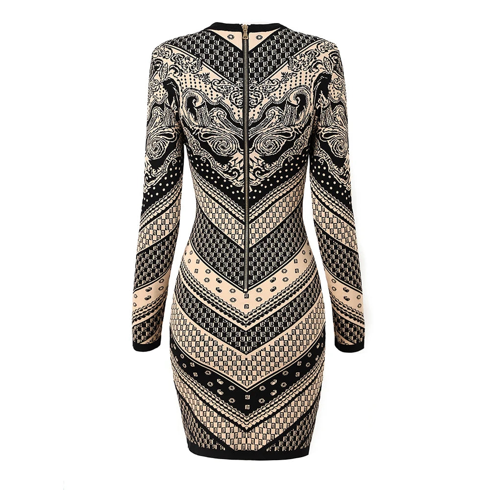 Vintage Tribal Padded Midi Dress