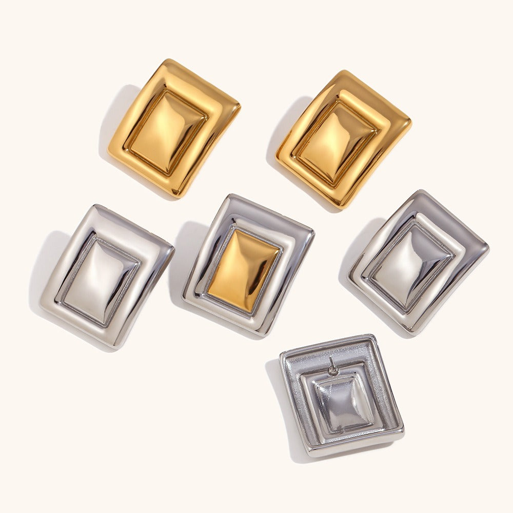 Pre Order:  Exaggerated Geometric Rectangular Block Earrings