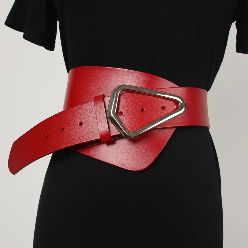 Irregular Leather Cinch Strap Belt