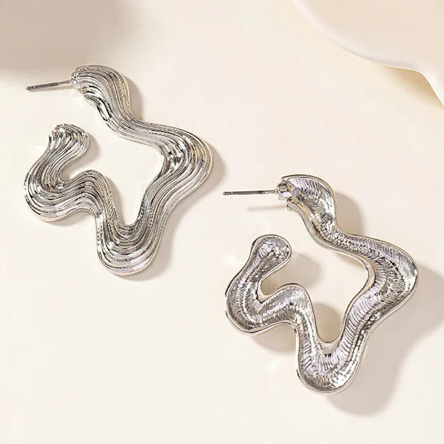 Pre Order:  Warped Textured Large Hoop Earrings