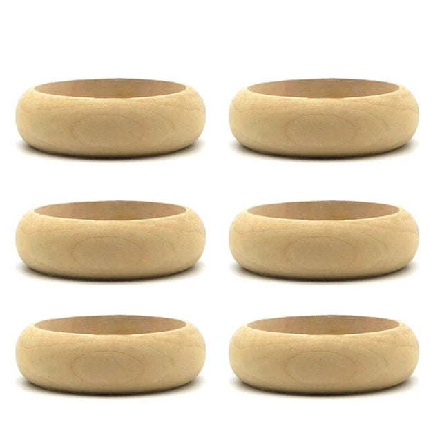 Pre Order:  6 Pieces Blank Wood DIY Painting Bangle Bracelets