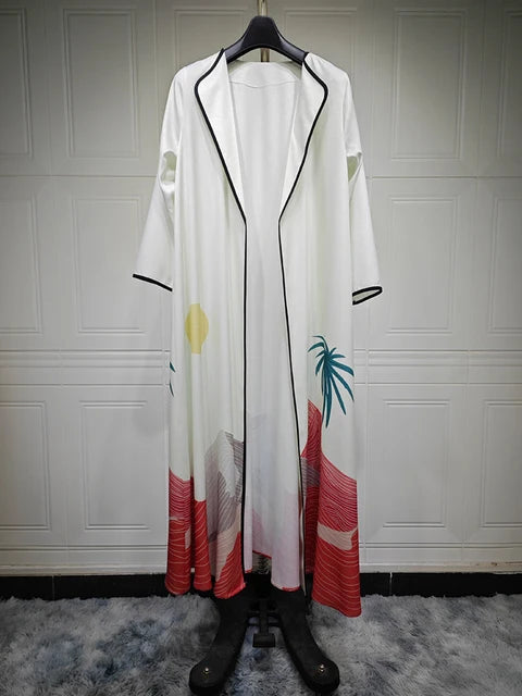 Pre Order: Printed Linen Loose Long Cardigan