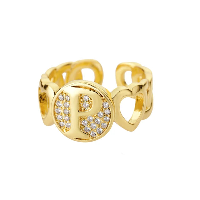 Pre Order:  Alphabet Gold Plated Resizable Ring