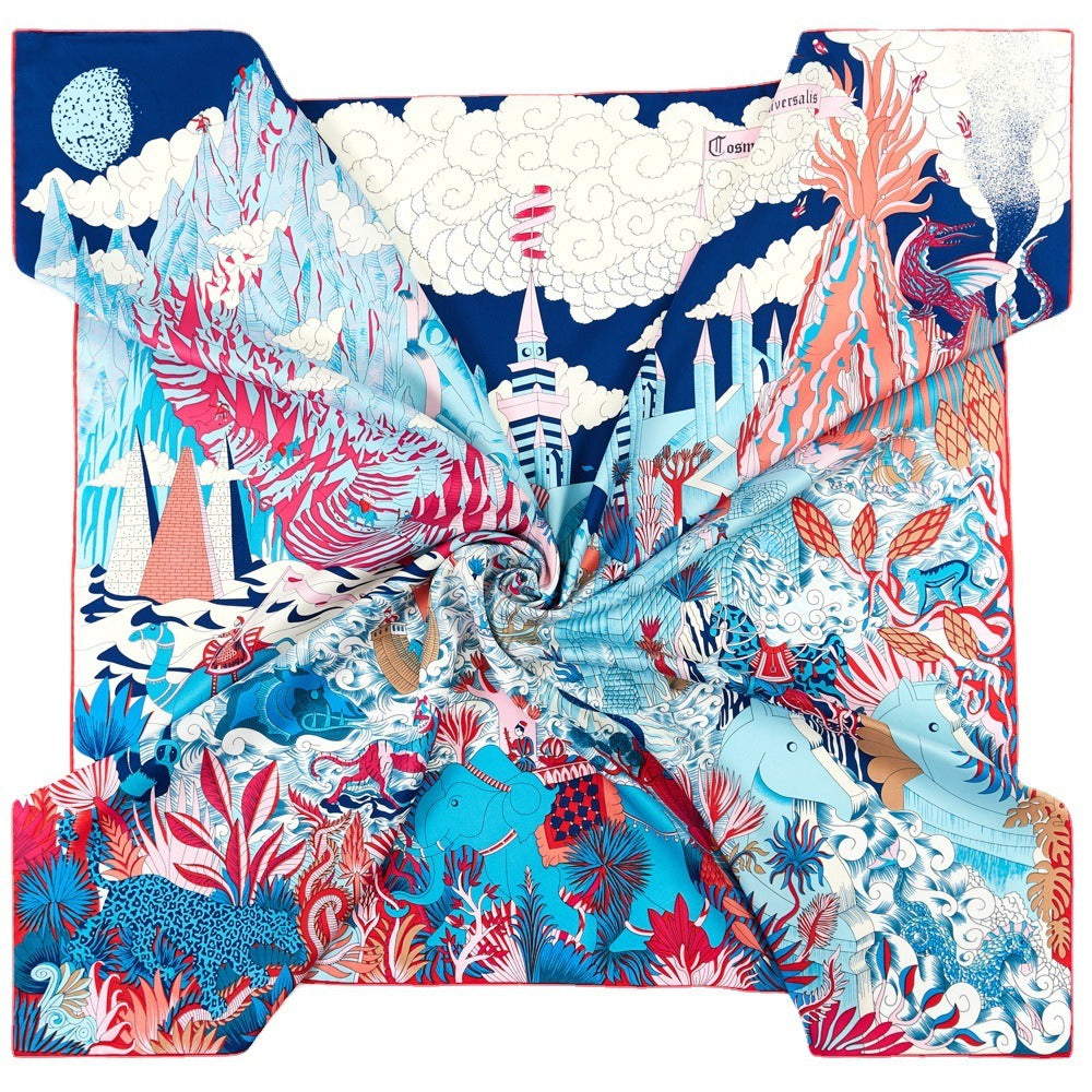 Pre Order:  Handmade Castle Print Twill Silk Scarf