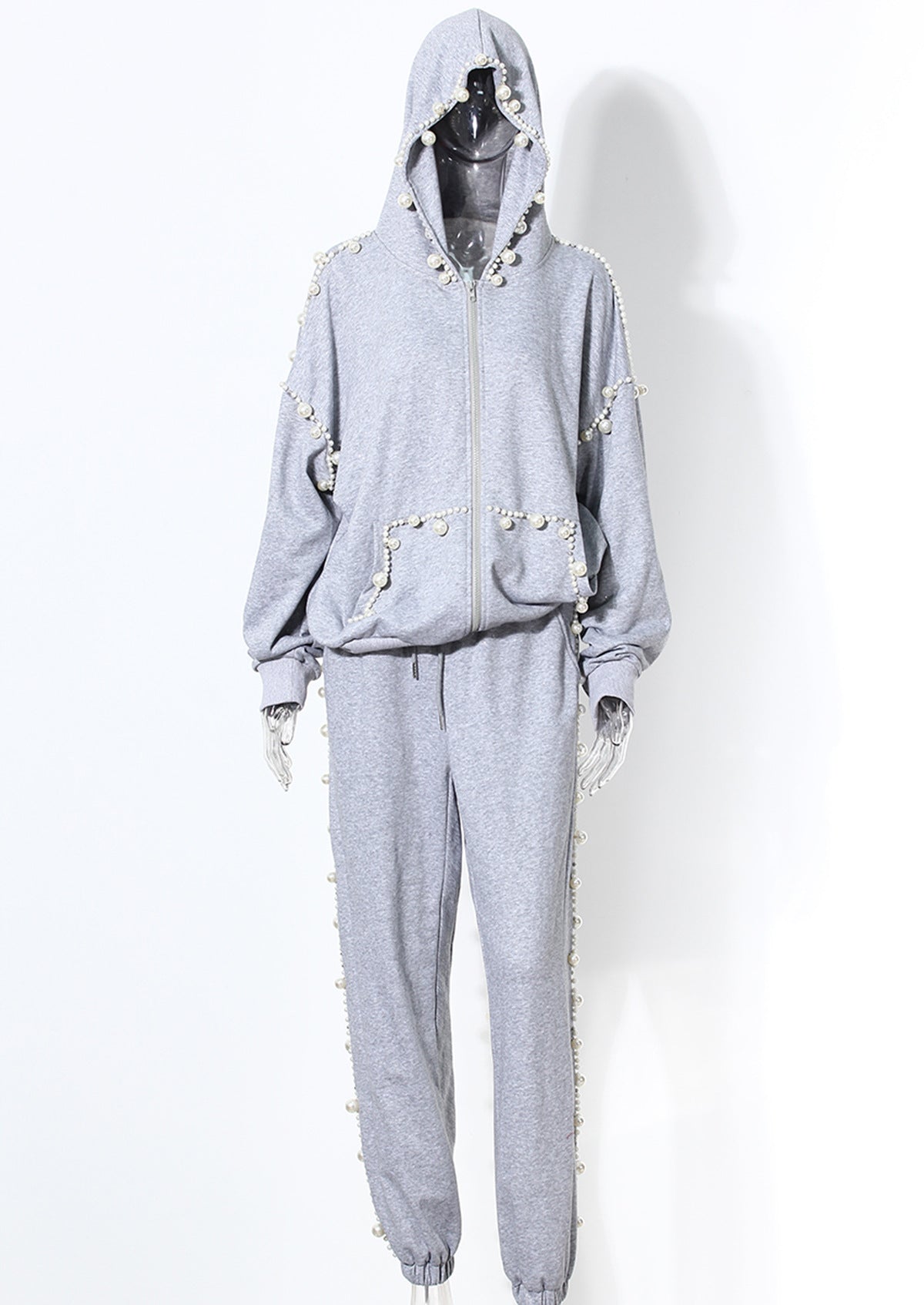 Pre Order:  Cotton Loose Hoodie With Pearls + Pants