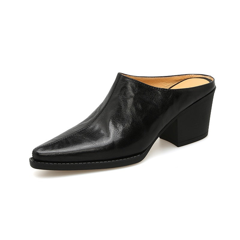 Pre Order:  Retro Chunky Heel Mule Loafers