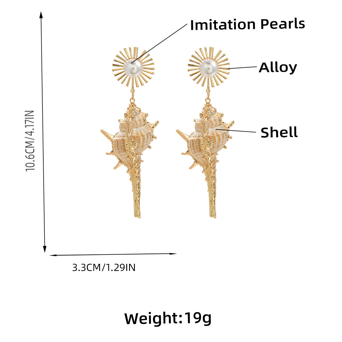 Pre Order:  Exaggerated Shell Pearl Earrings