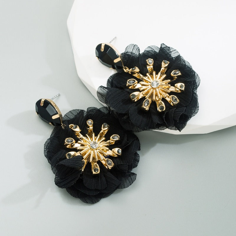 Pre Order:  Alloy Diamond Inlaid Flower Earrings