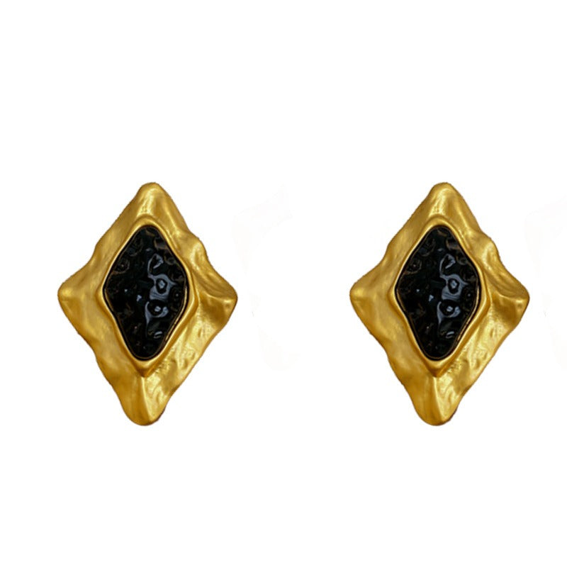 Pre Order:  Retro Black Rhinestone Resin Earrings