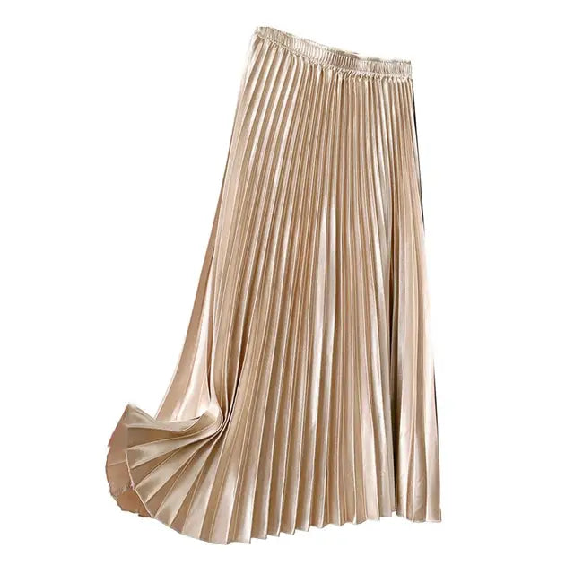 Pre Order:  Pleated High-Waist Midi Skirt