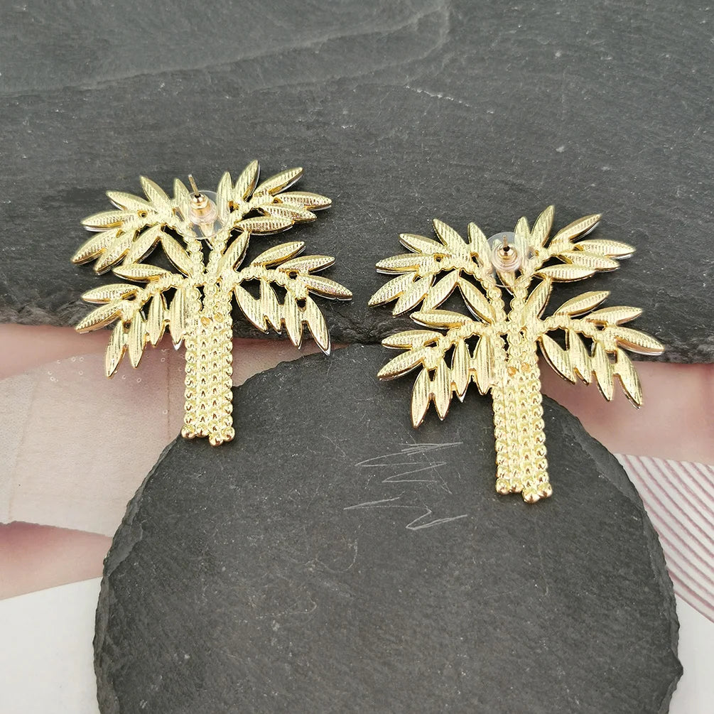 Pre Order:  Palm Tree Crystal Stud Earrings