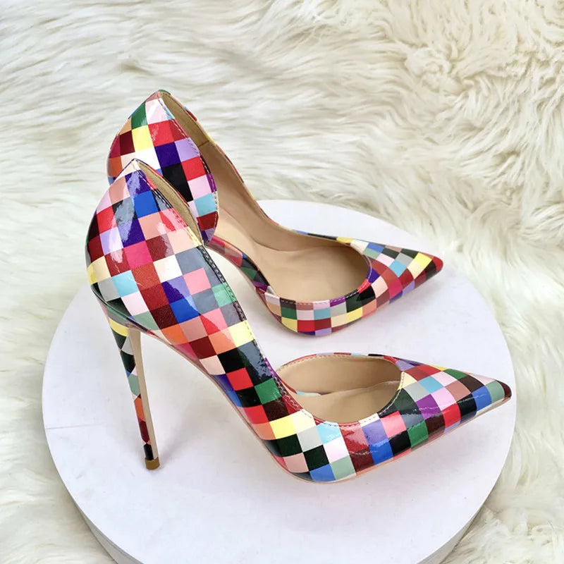 Pre Order:  Multicolor Checker Print Stilettos