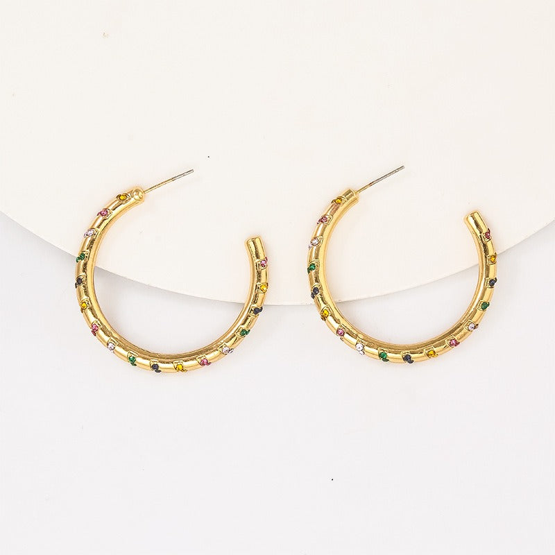 Pre Order:  C-Hoop Color Stripes Earrings