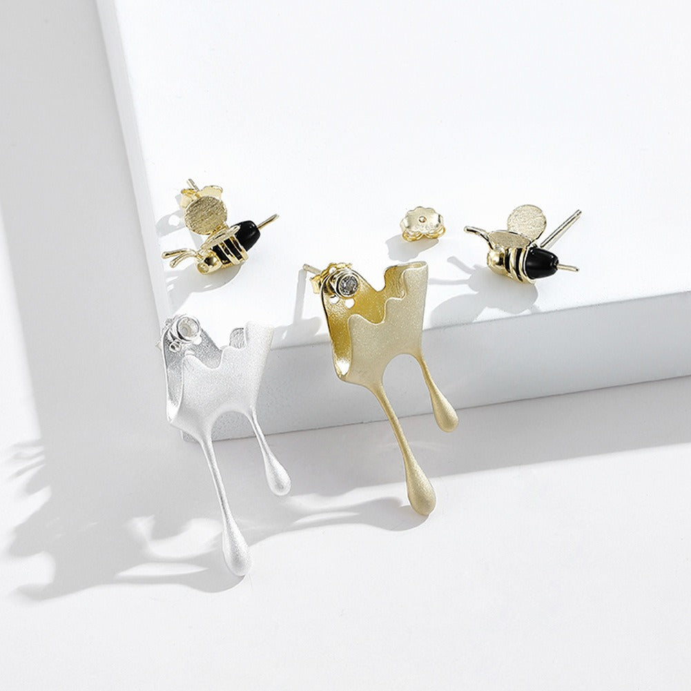 Pre Order:  Honey Drop Asymmetric Sterling Silver Earrings