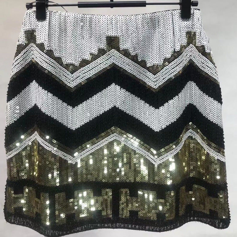 Pre Order: Bead Sequin Wrapped Hip Short Skirt