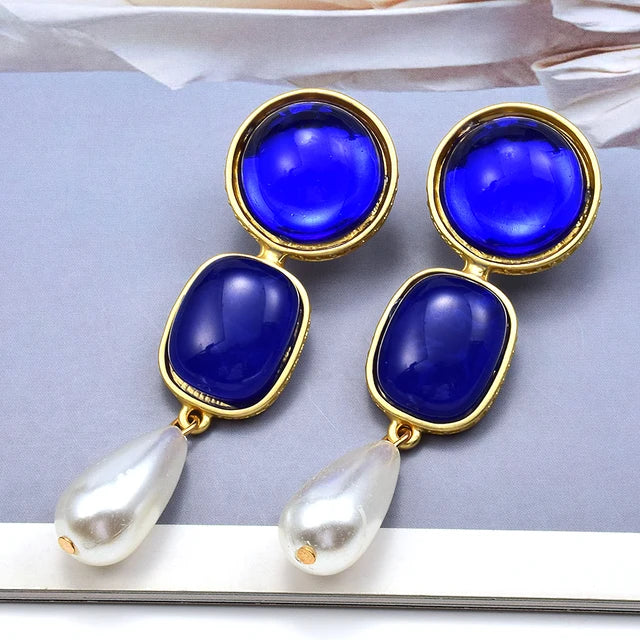 Pre Order:  Colored Resin Faux Pearl Earrings