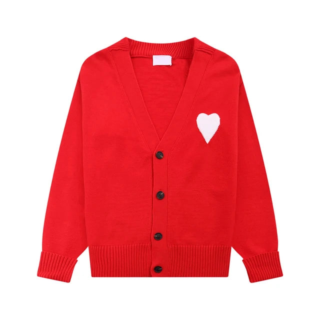 Heart Embroidery V-Neck Loose Knitted Cardigan