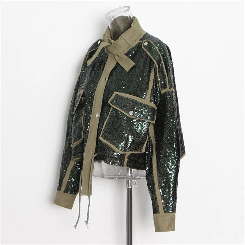 Pre Order:  Sequined Short Bomber Jacket