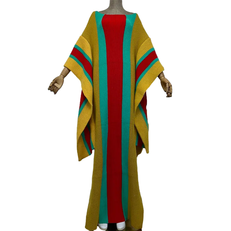 Chic Colorful Knitted Maxi Kaftan - WINI