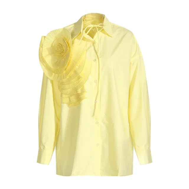 Pre Order:  3D Pleated Flower Long Sleeved Blouse