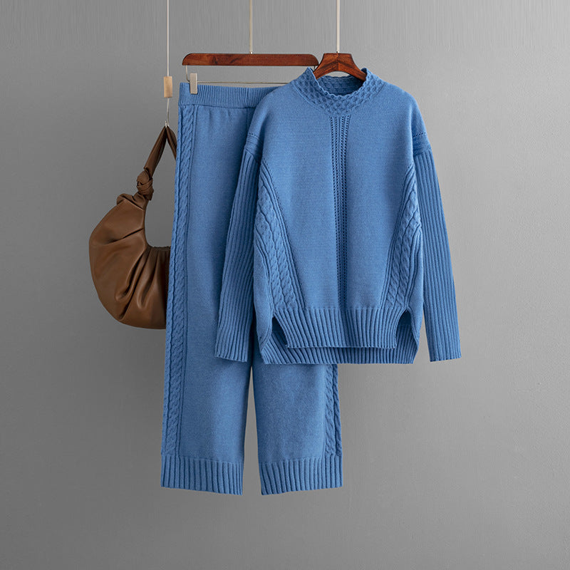 Pre Order:  Casual Solid Loose Knit Sweater + Pants Set