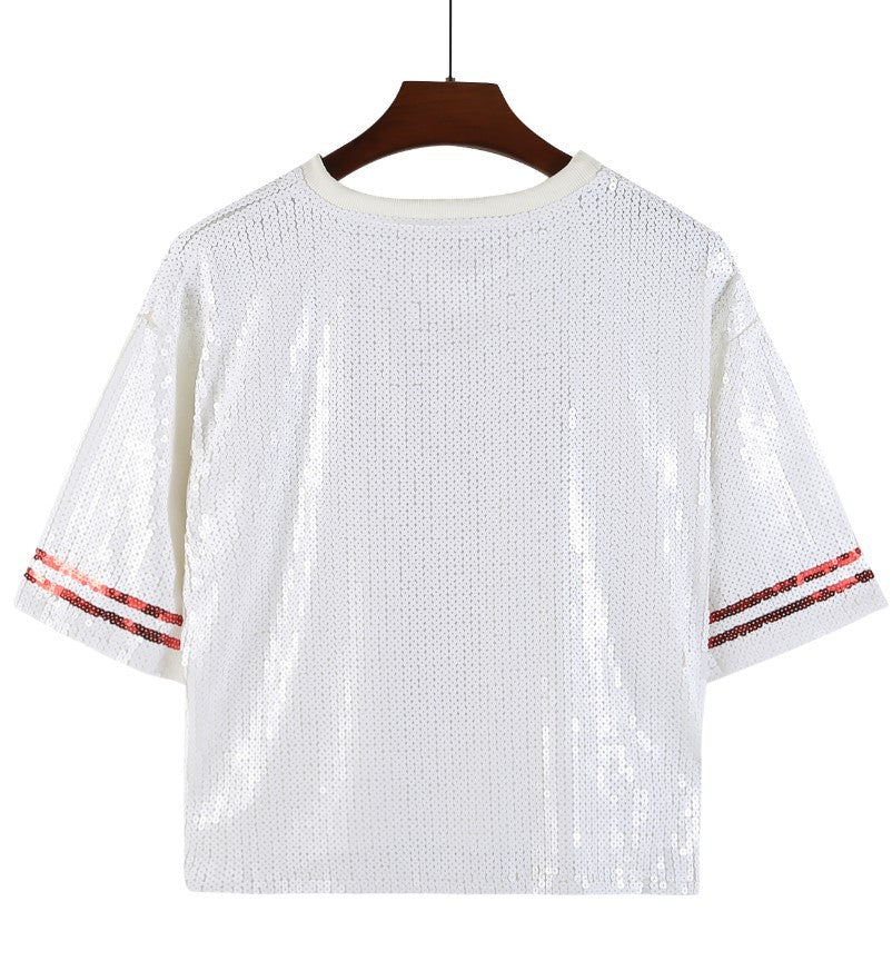 Pre Order:  Baseball Football Sequin Jersey T-Shirt