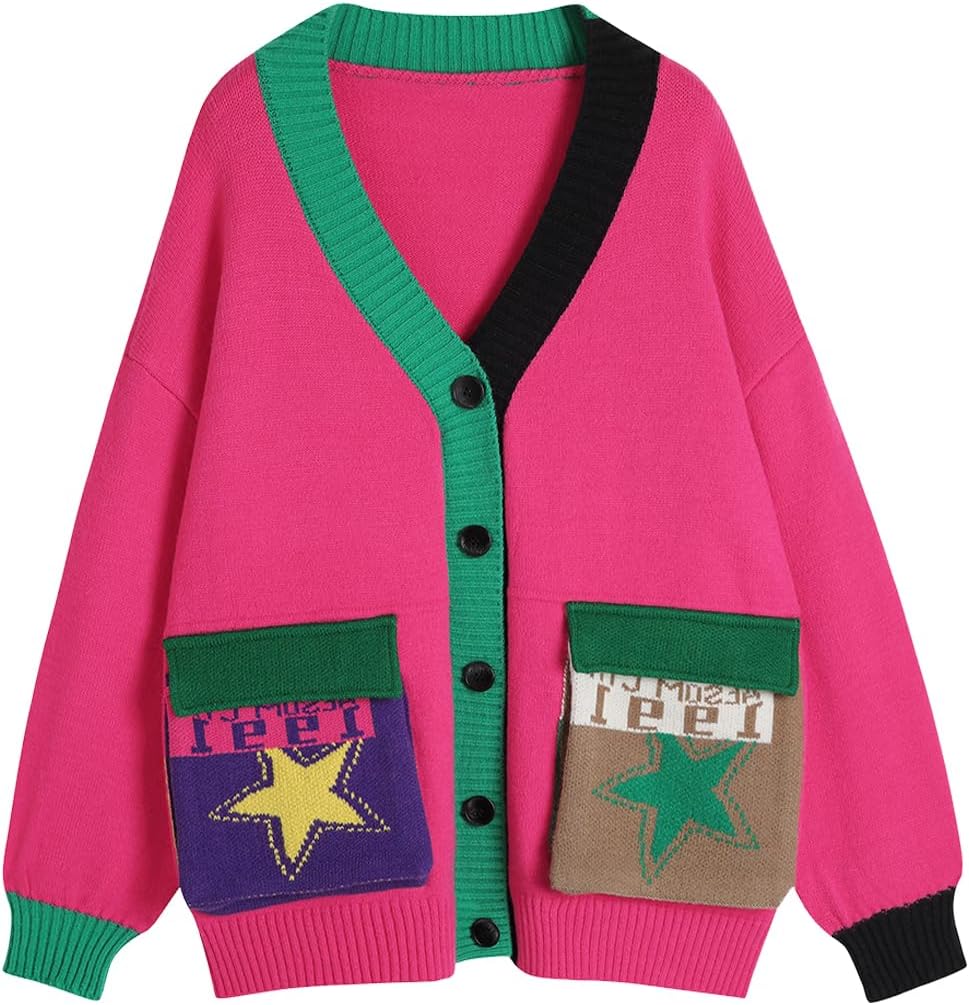 Pre Order:  Colorful Patch Pockets Knitted Sweater