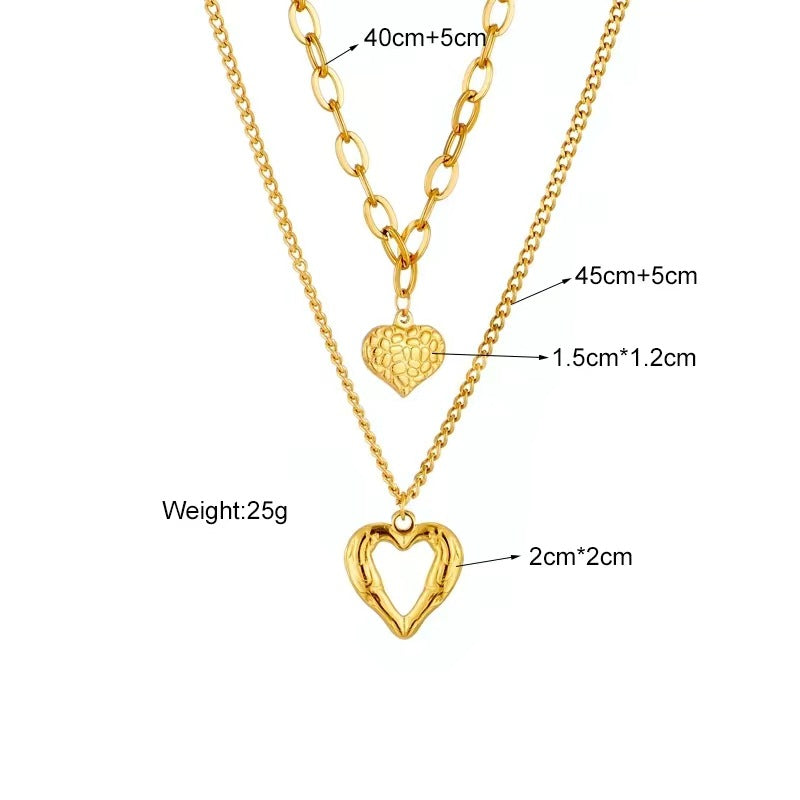 Pre Order:  Double Hearts Gold Plated Necklace