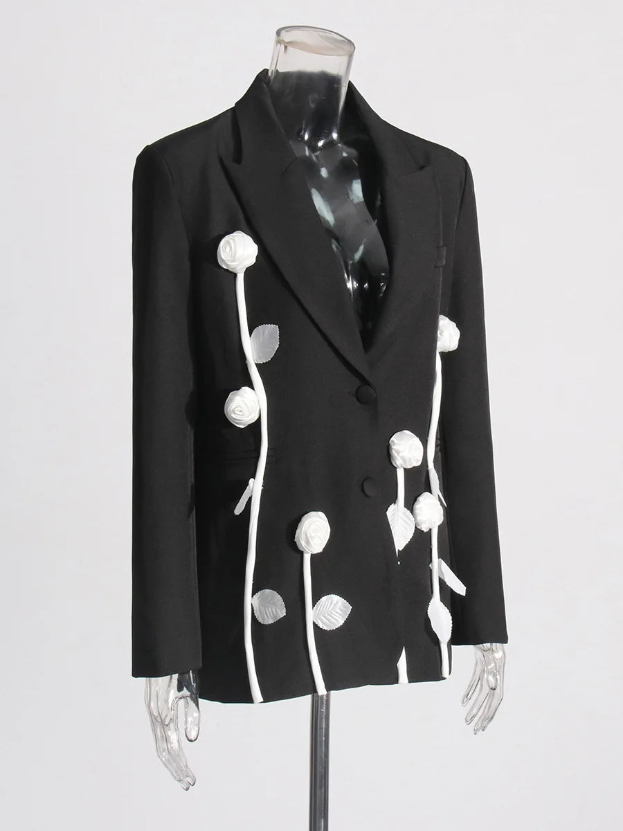 Flower Splicing Slim Fit Blazer