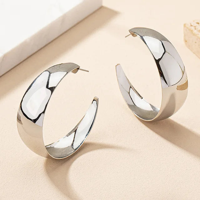 Pre Order:  Geometric Smooth Metal Hoop Earrings