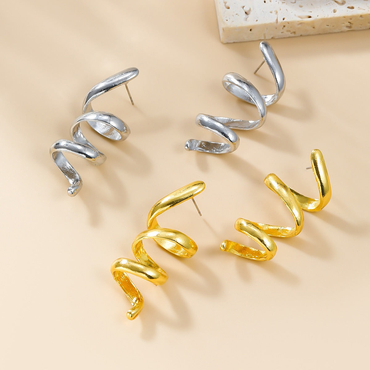 Pre Order:  Alloy Threaded Metal Earrings