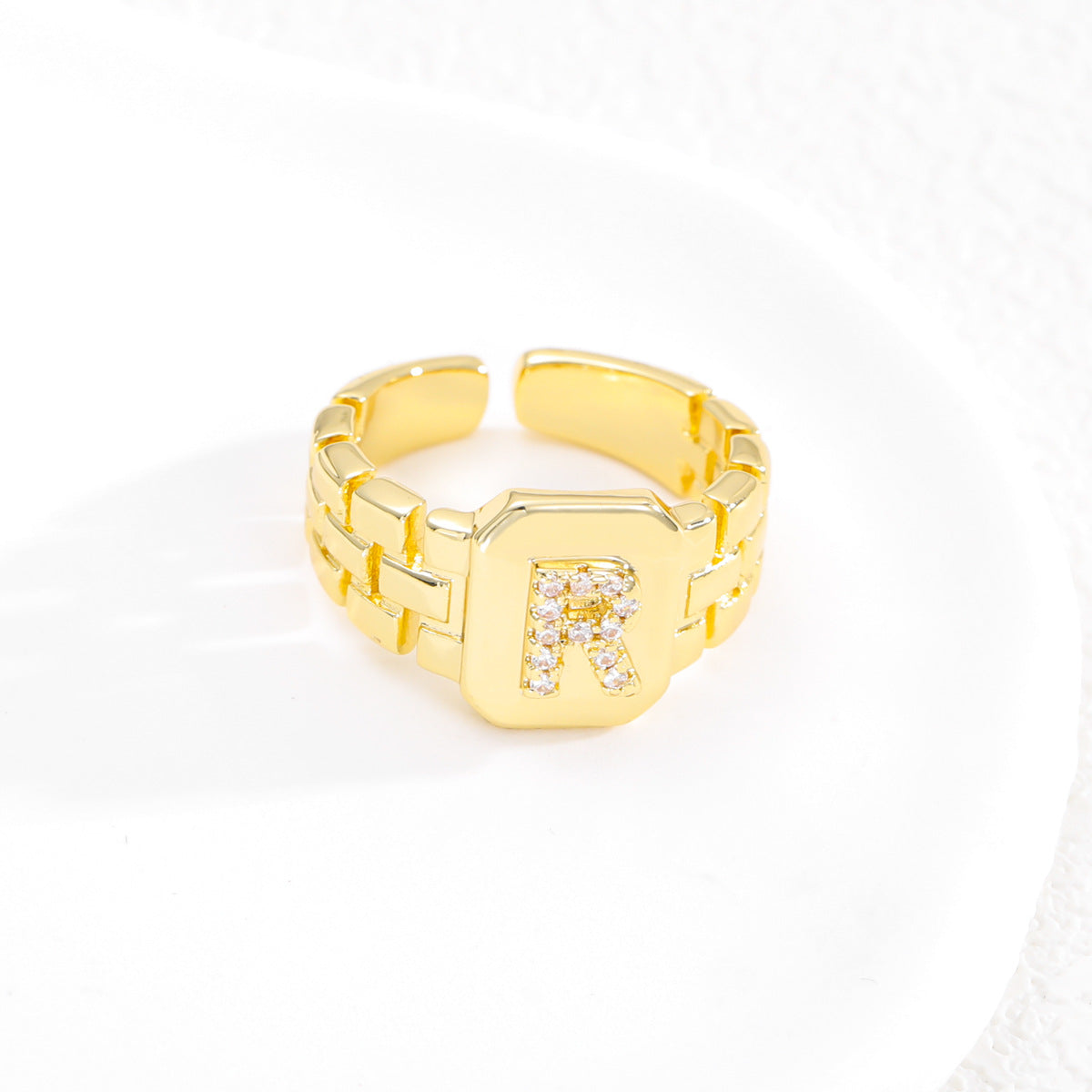 Pre Order:  Letter Series Strap Design Open Ring