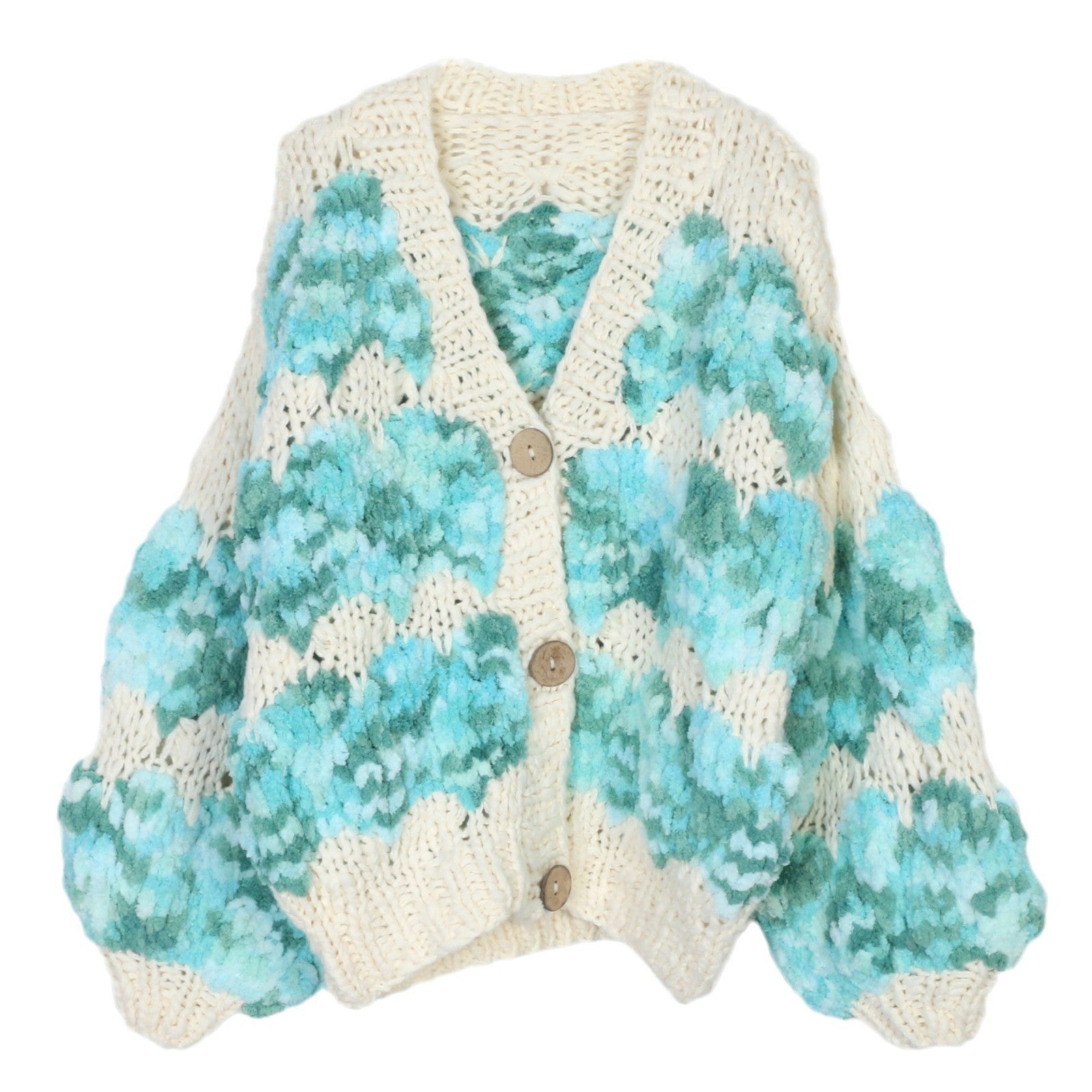 Pre Order: Gradient Color V-Neck Wool Knitted Cardigan