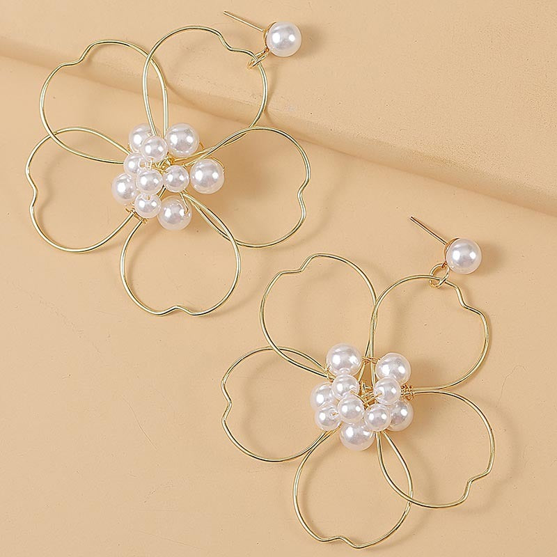 Pre Order: Pearl Woven Large Flower Earrings